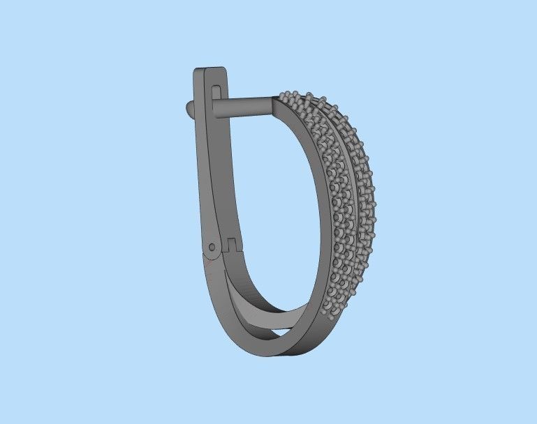 Women earrings with gems CAD 3dm stl 3D print model_34