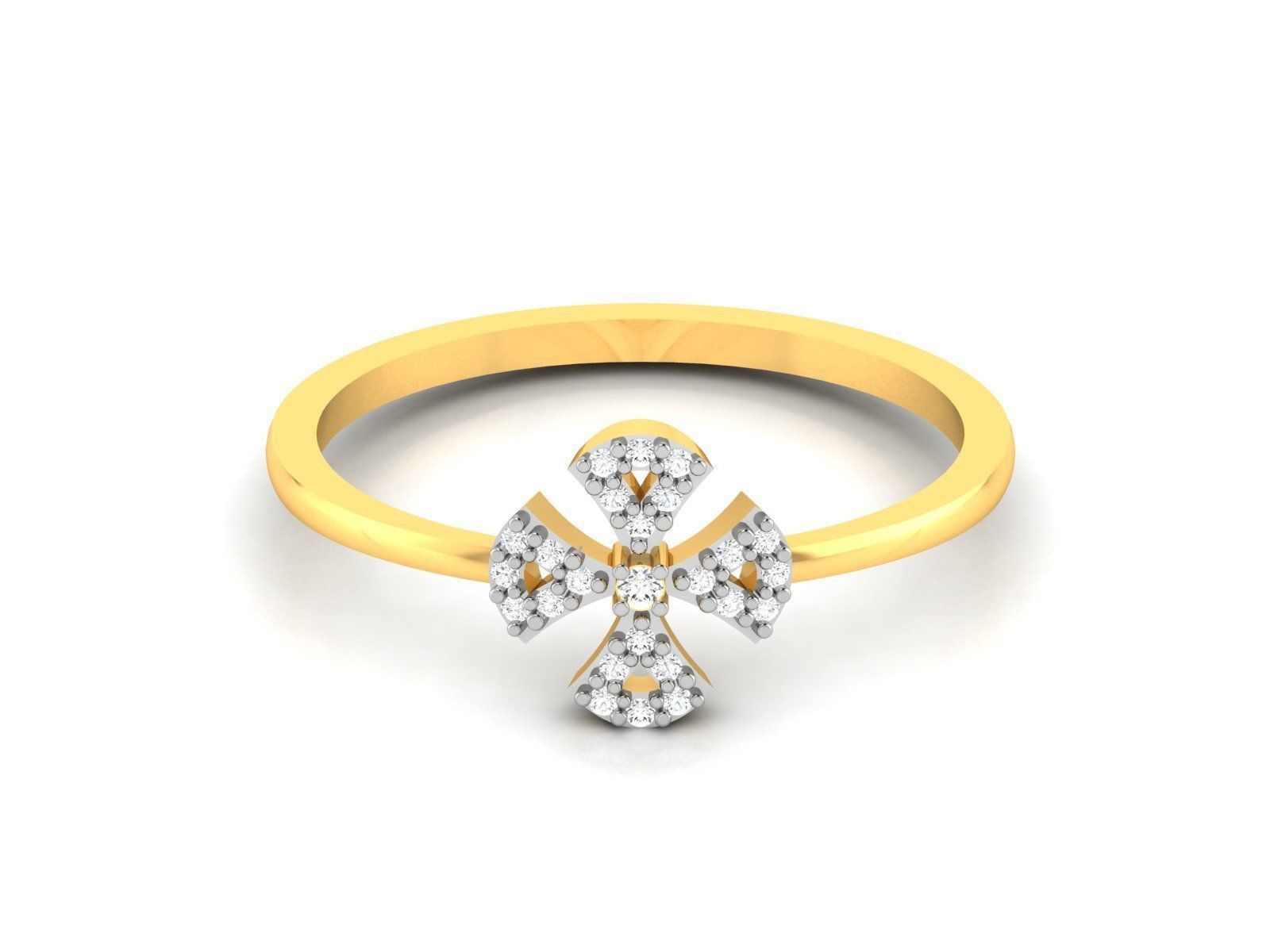 Ring-6069 diamond cross ring gold 3D print model_8