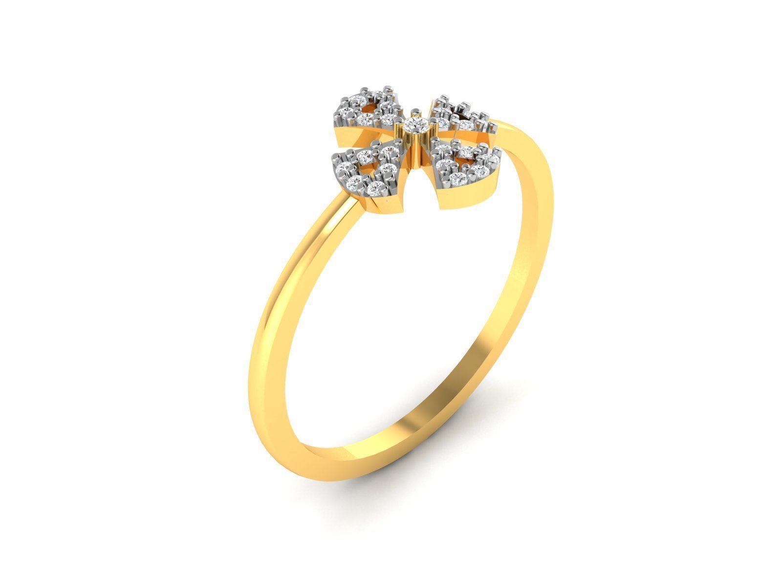 Ring-6069 diamond cross ring gold 3D print model_2