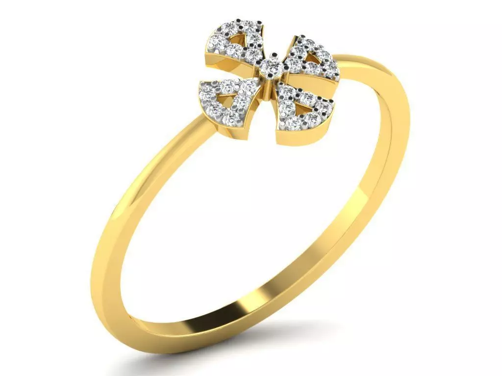 Ring-6069 diamond cross ring gold 3D print model_0