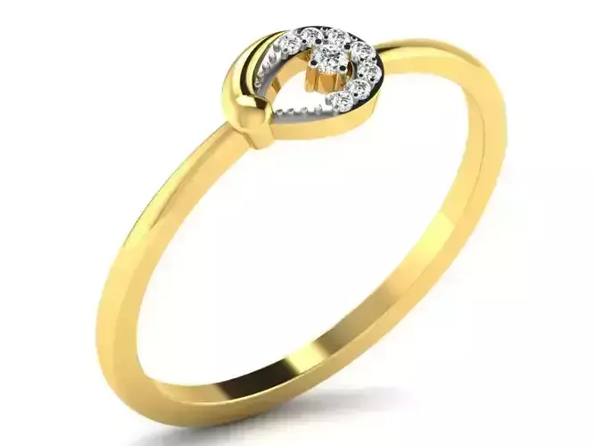 Ring-6067 gold ring with diamond in center