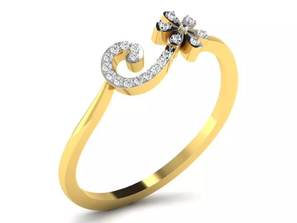 Ring-6062 gold ring with diamonds 3D print model_0