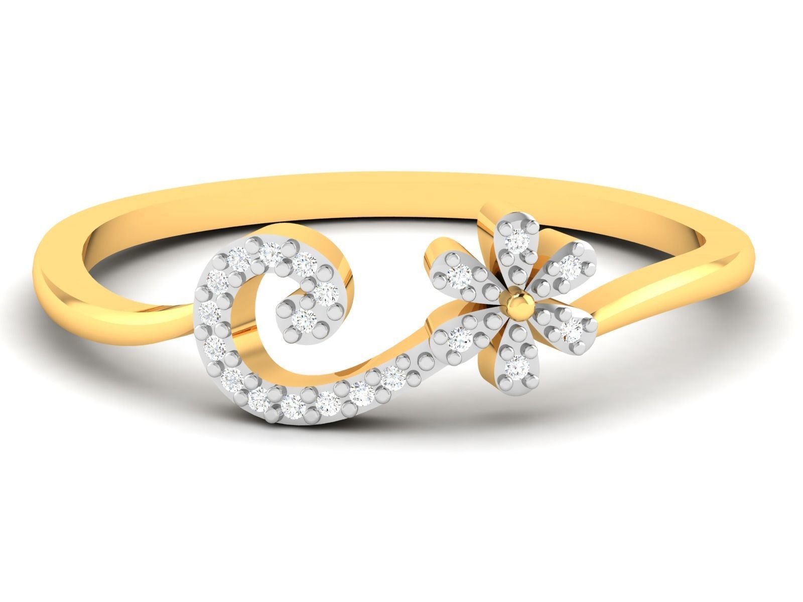 Ring-6062 gold ring with diamonds 3D print model_7