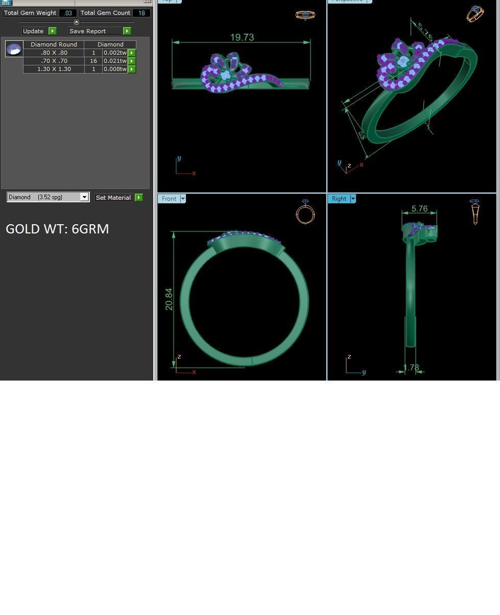 Ring-6059 elegant diamond ring gold 3D print model_1