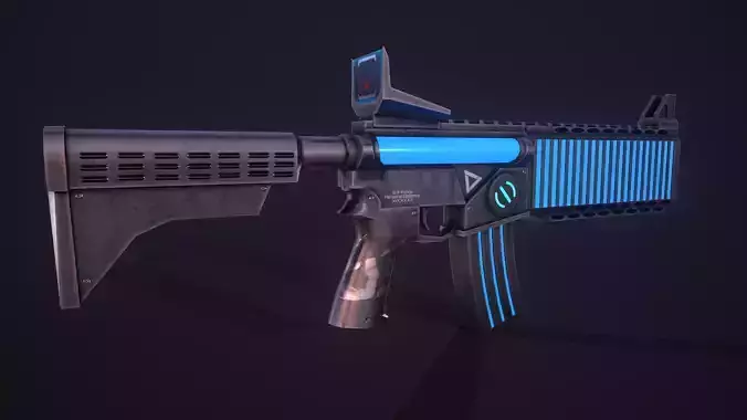 Sci-Fi Blue Knight Riffle  Low-poly 3D model