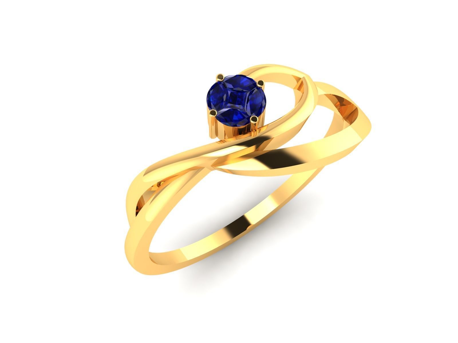 Ring-6047 sapphire ring gold 3D print model_3