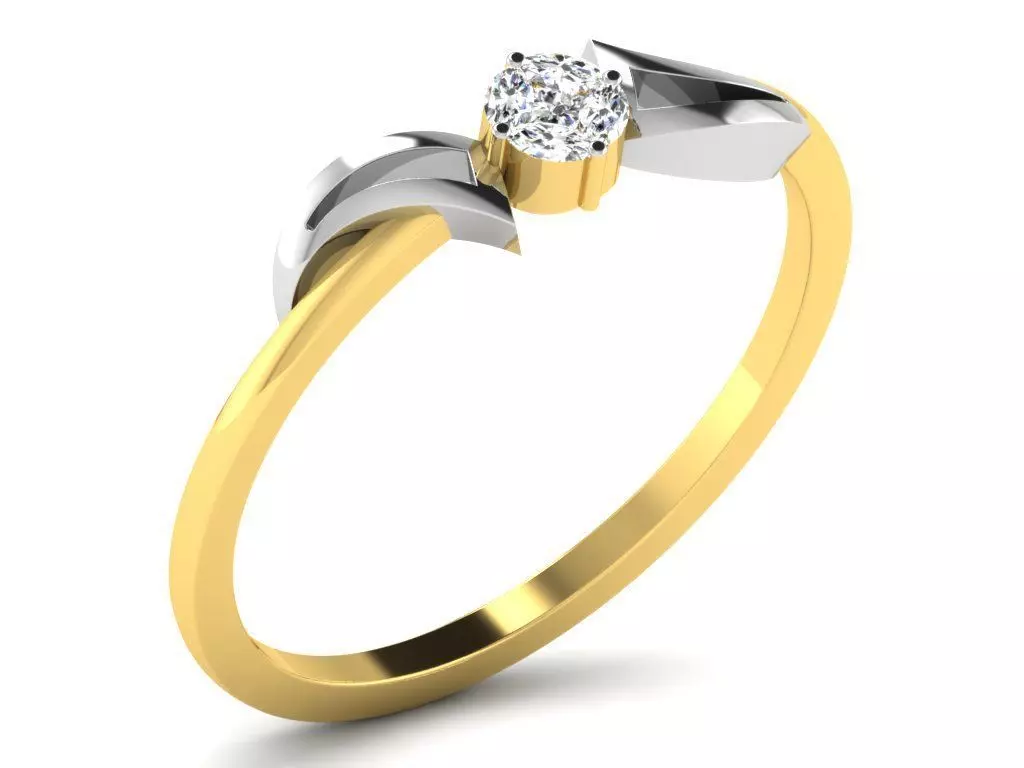 Ring-6046 solitaire diamond ring gold 3D print model_0