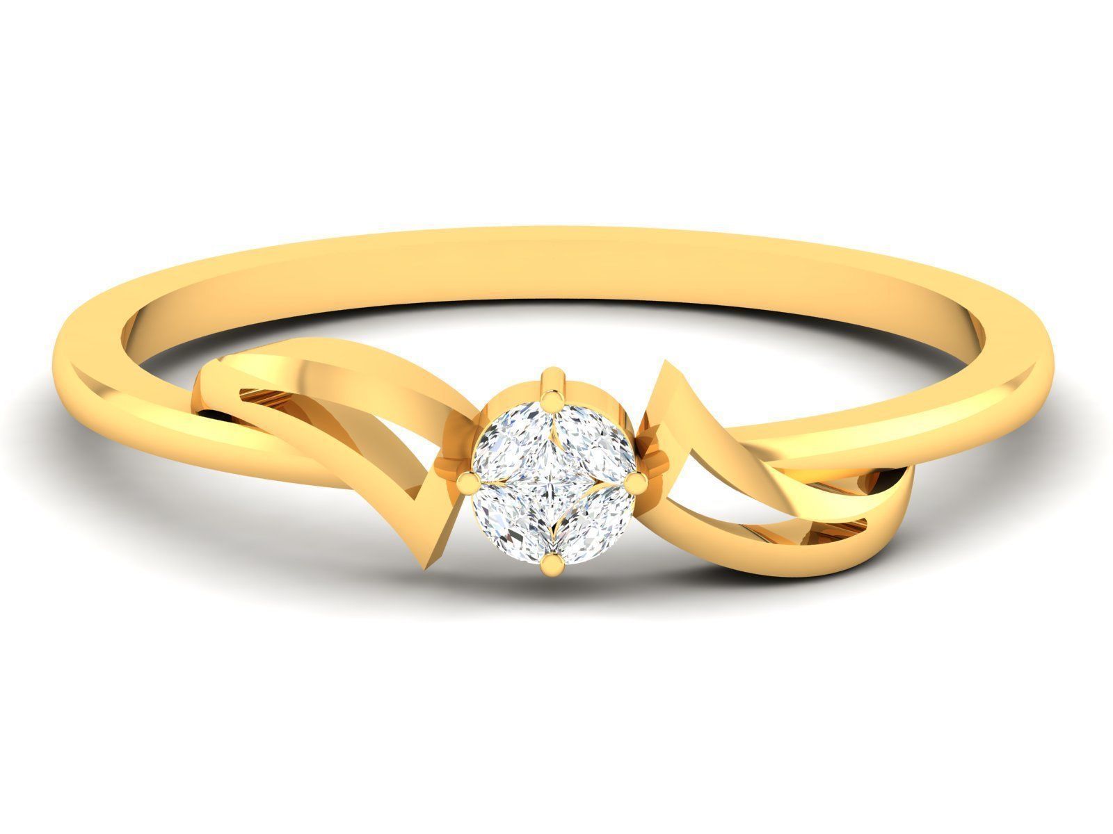 Ring-6046 solitaire diamond ring gold 3D print model_8
