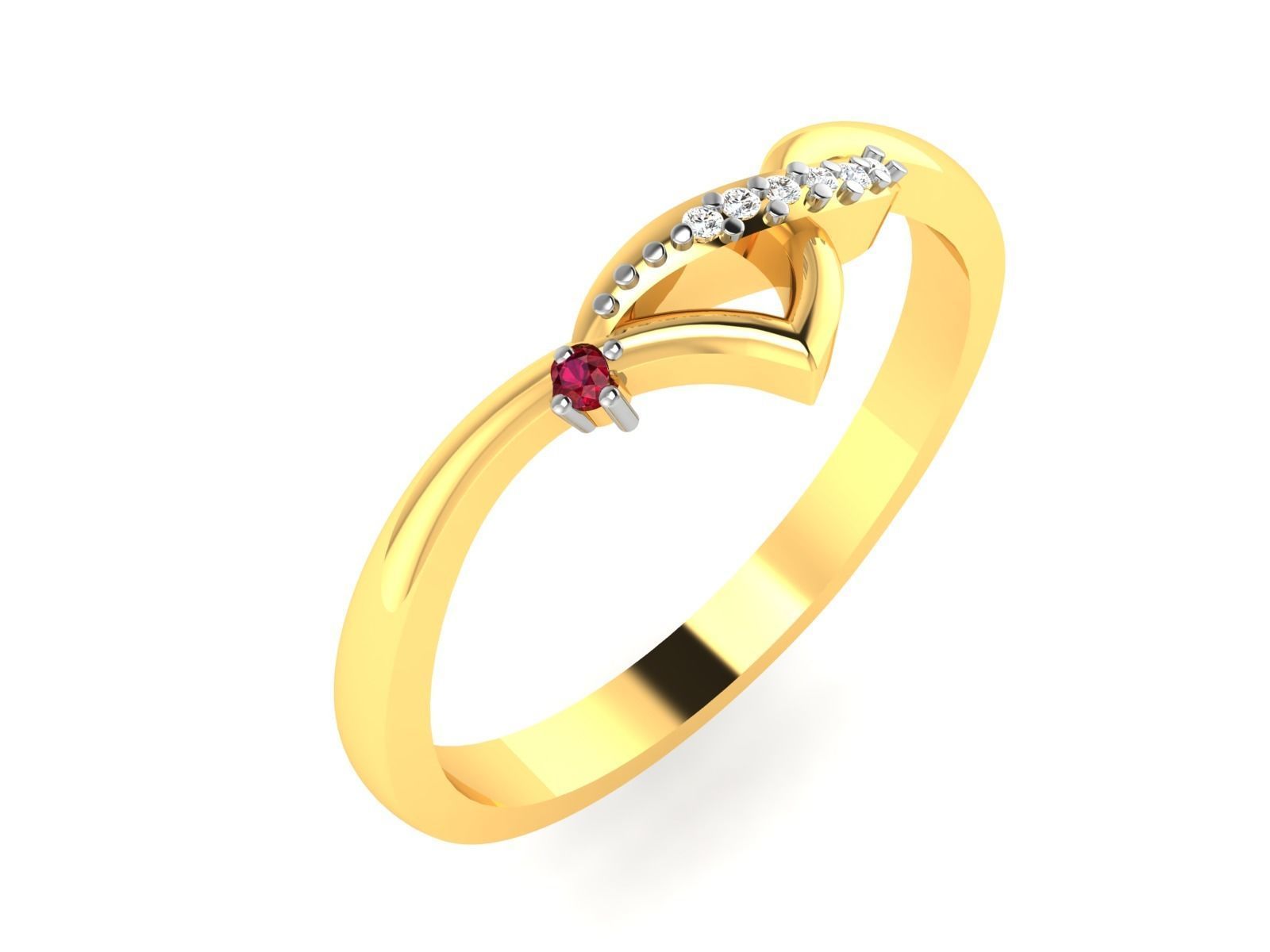Ring-6038 gold ring with diamonds and rubies 3D print model_1