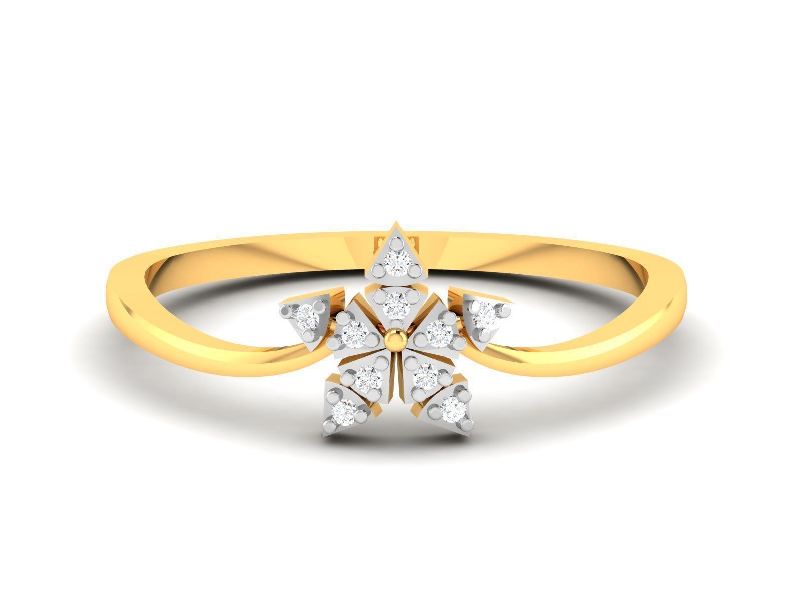 Ring-6029 diamond star ring gold 3D print model_8