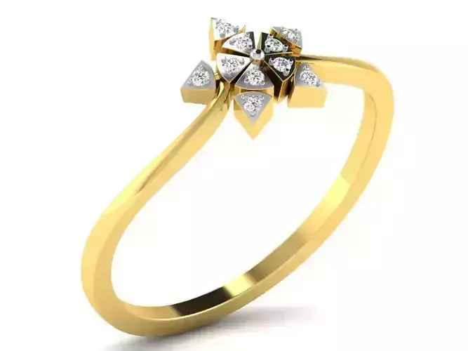 Ring-6029 diamond star ring gold 3D print model