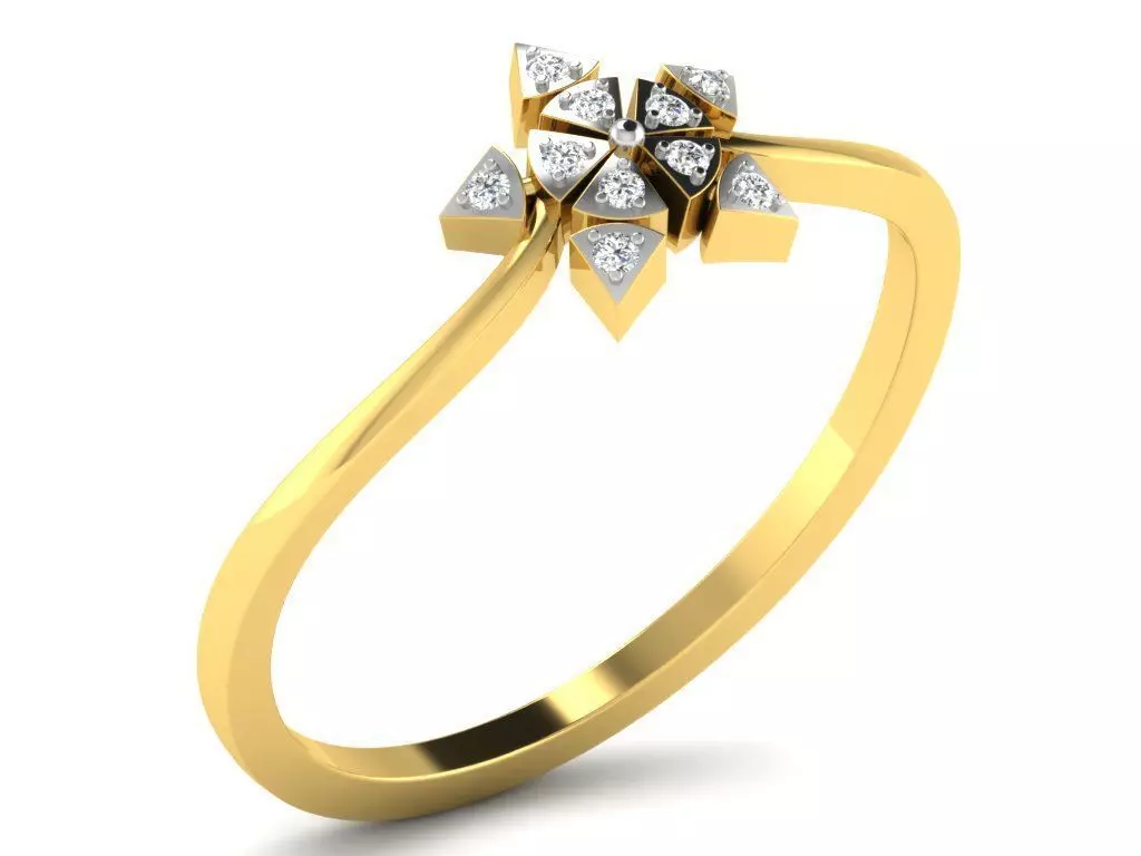Ring-6029 diamond star ring gold 3D print model_0