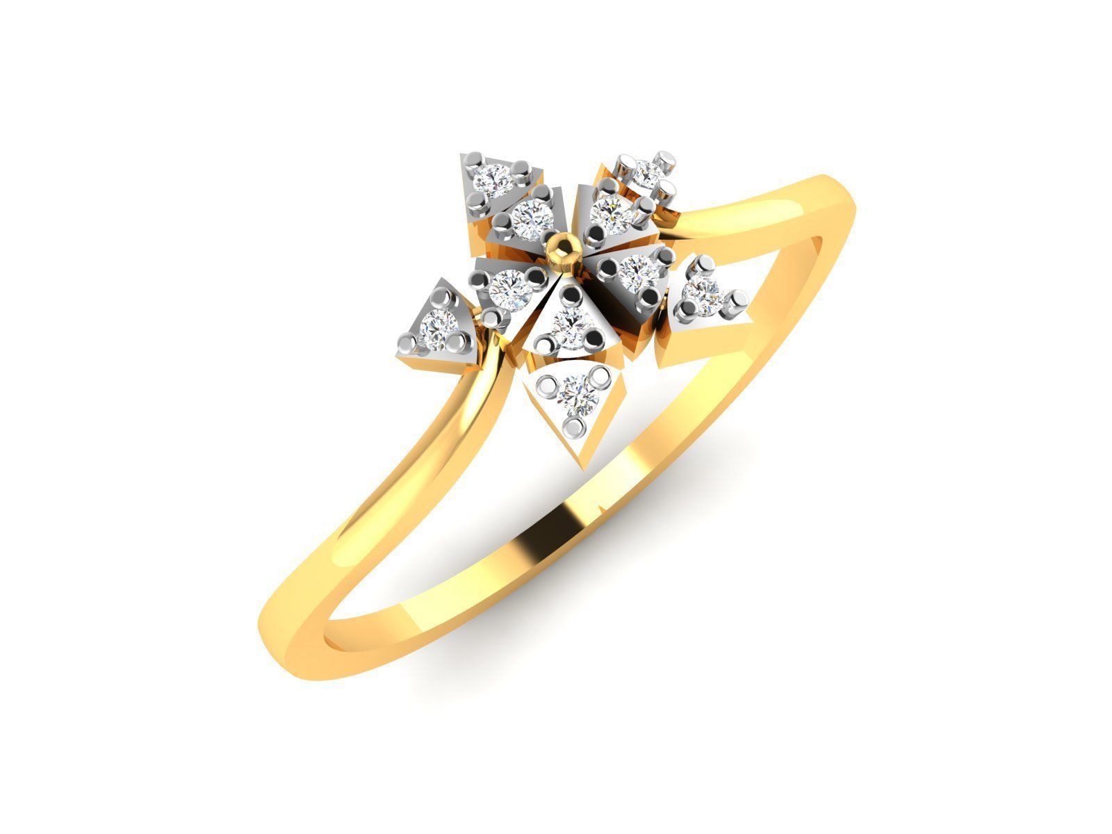 Ring-6029 diamond star ring gold 3D print model_2