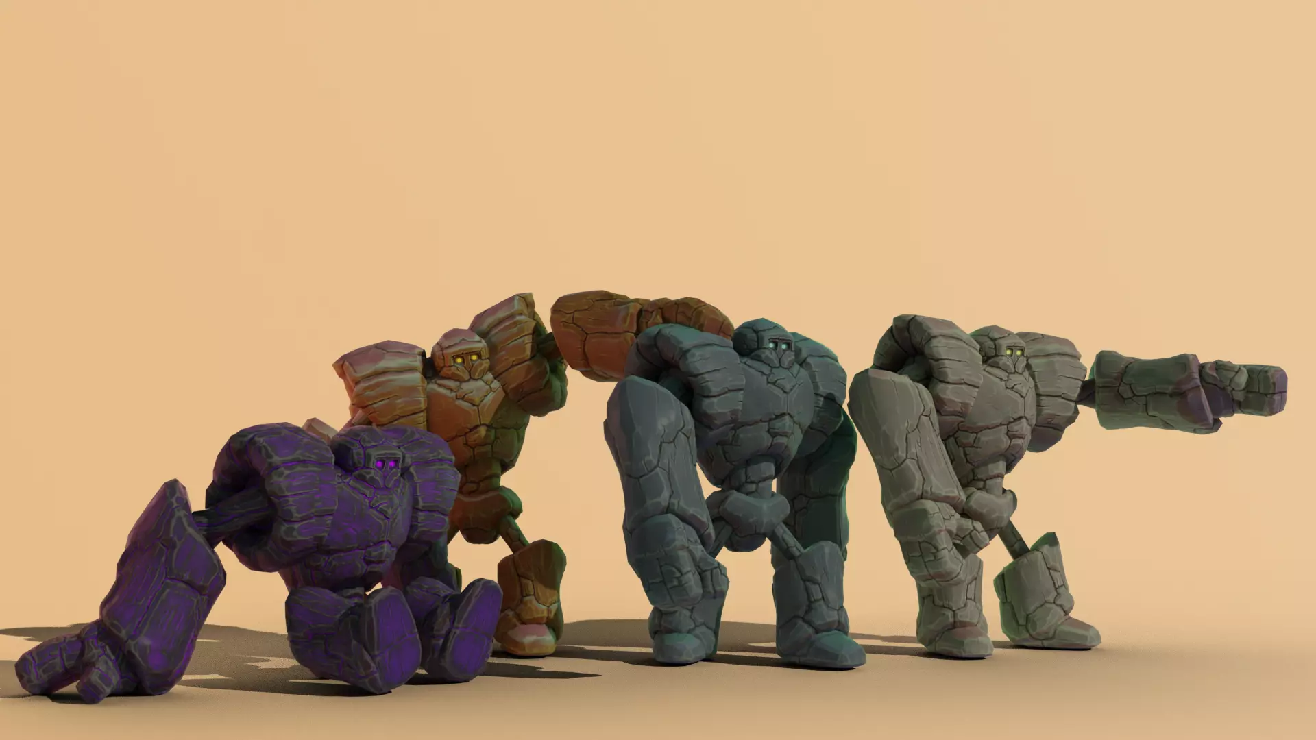 Goly the Golem Low-poly 3D model_0