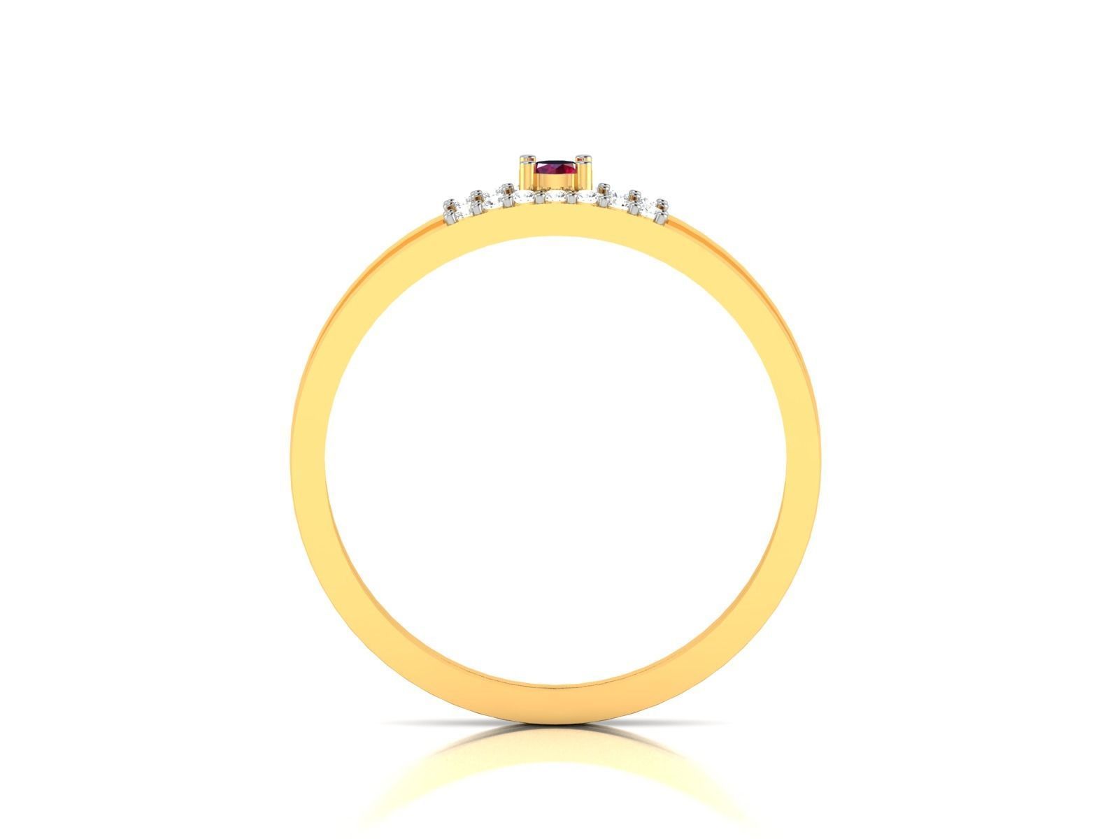 Ring-6025 gold ring with ruby stone and diamonds 3D print model_4