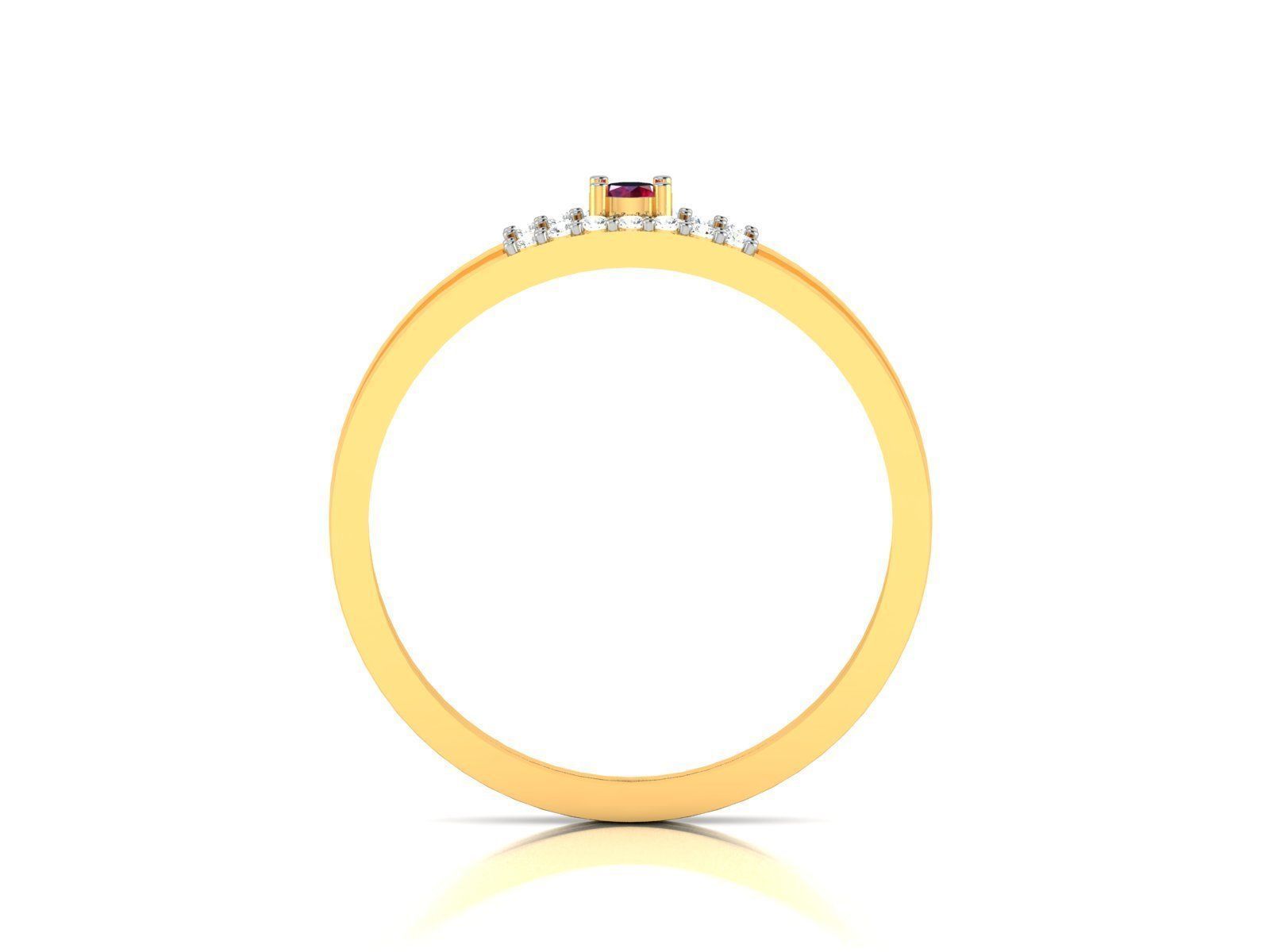 Ring-6025 gold ring with ruby stone and diamonds 3D print model_3