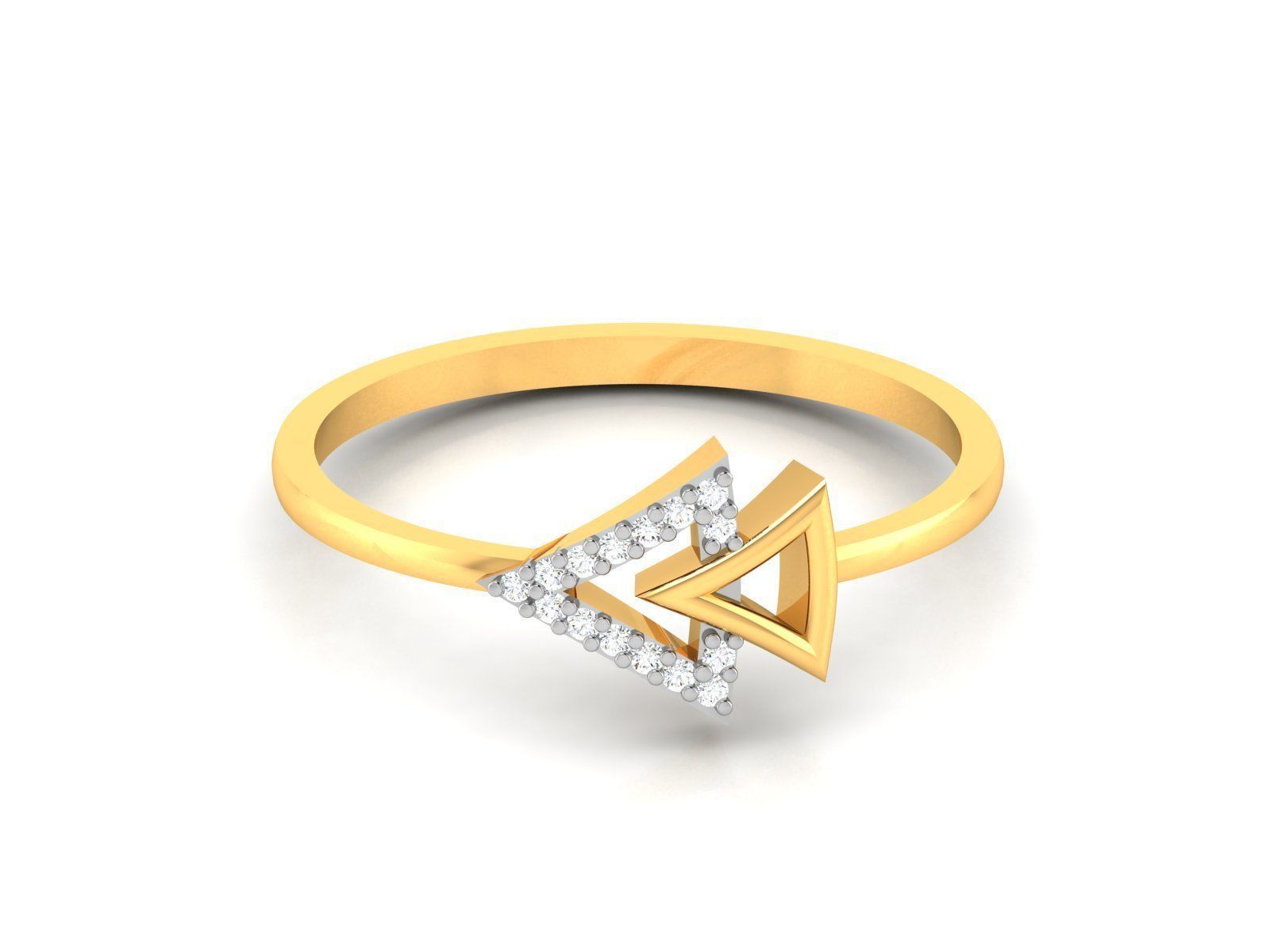 Ring-6021 diamond triangle ring gold 3D print model_6