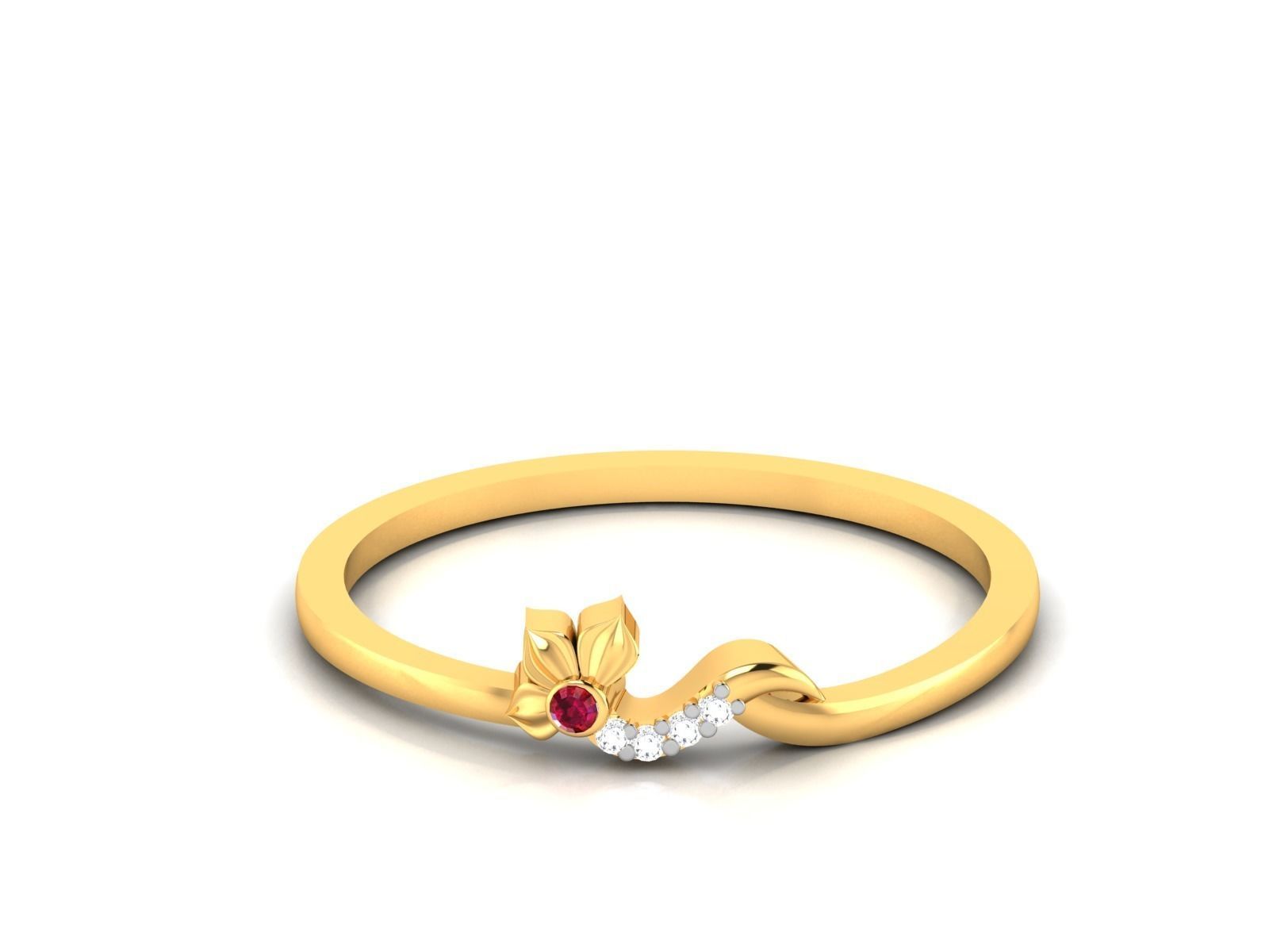 Ring-6018 gold ring with diamonds 3D print model_7