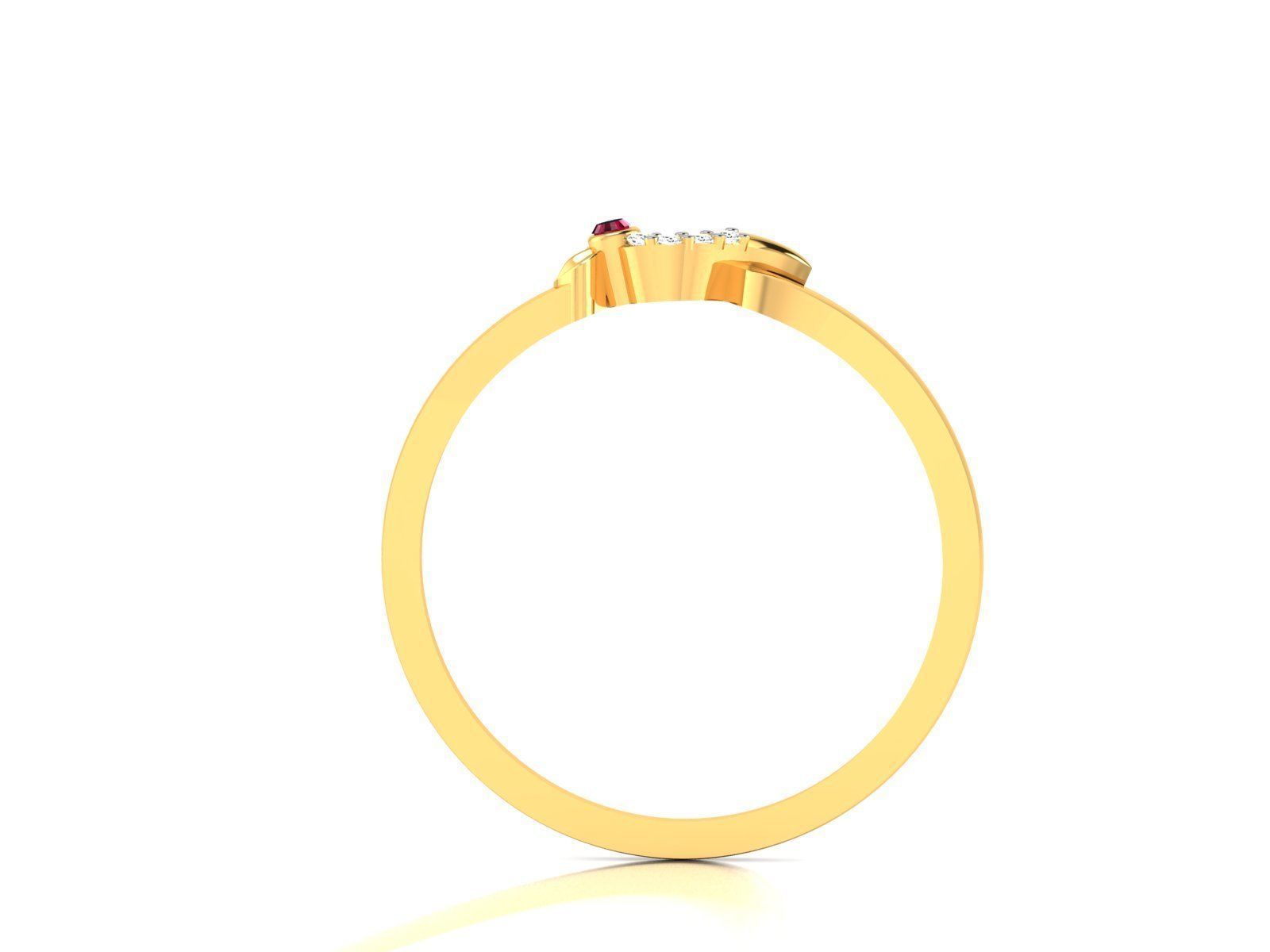Ring-6018 gold ring with diamonds 3D print model_1