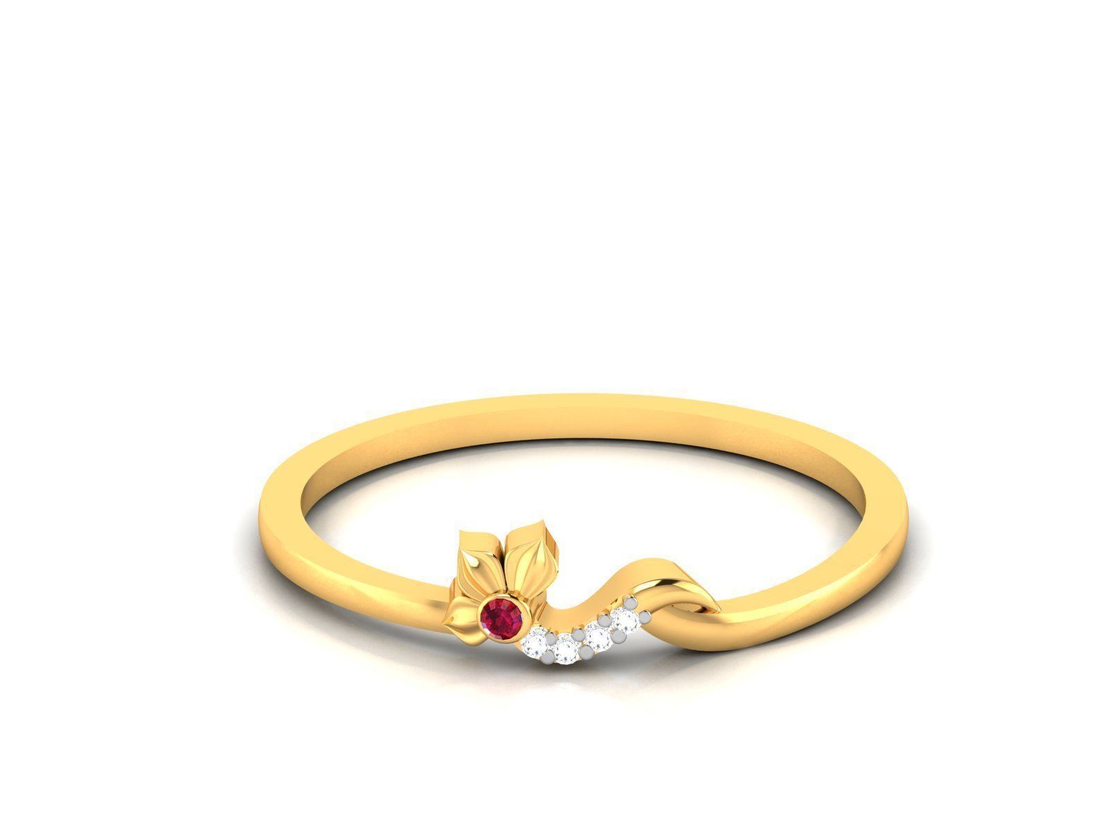 Ring-6018 gold ring with diamonds 3D print model_8