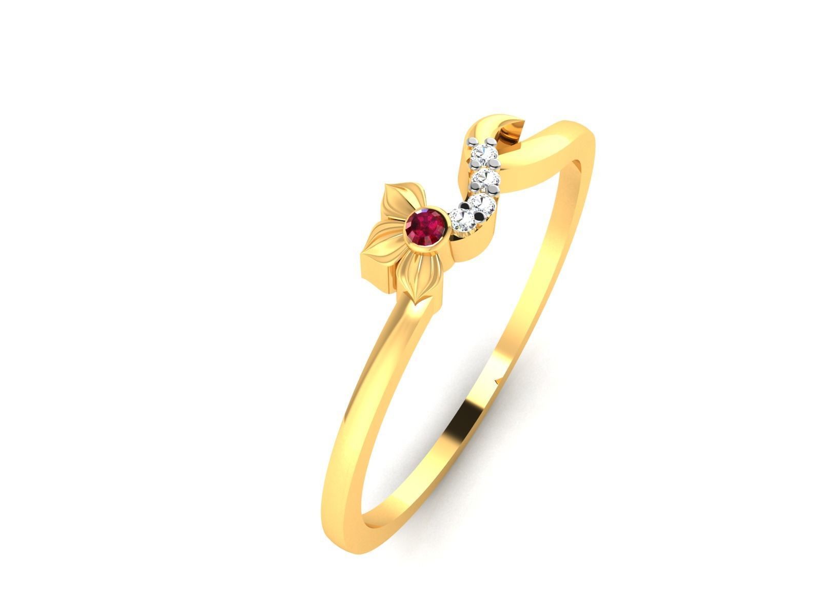 Ring-6018 gold ring with diamonds 3D print model_6