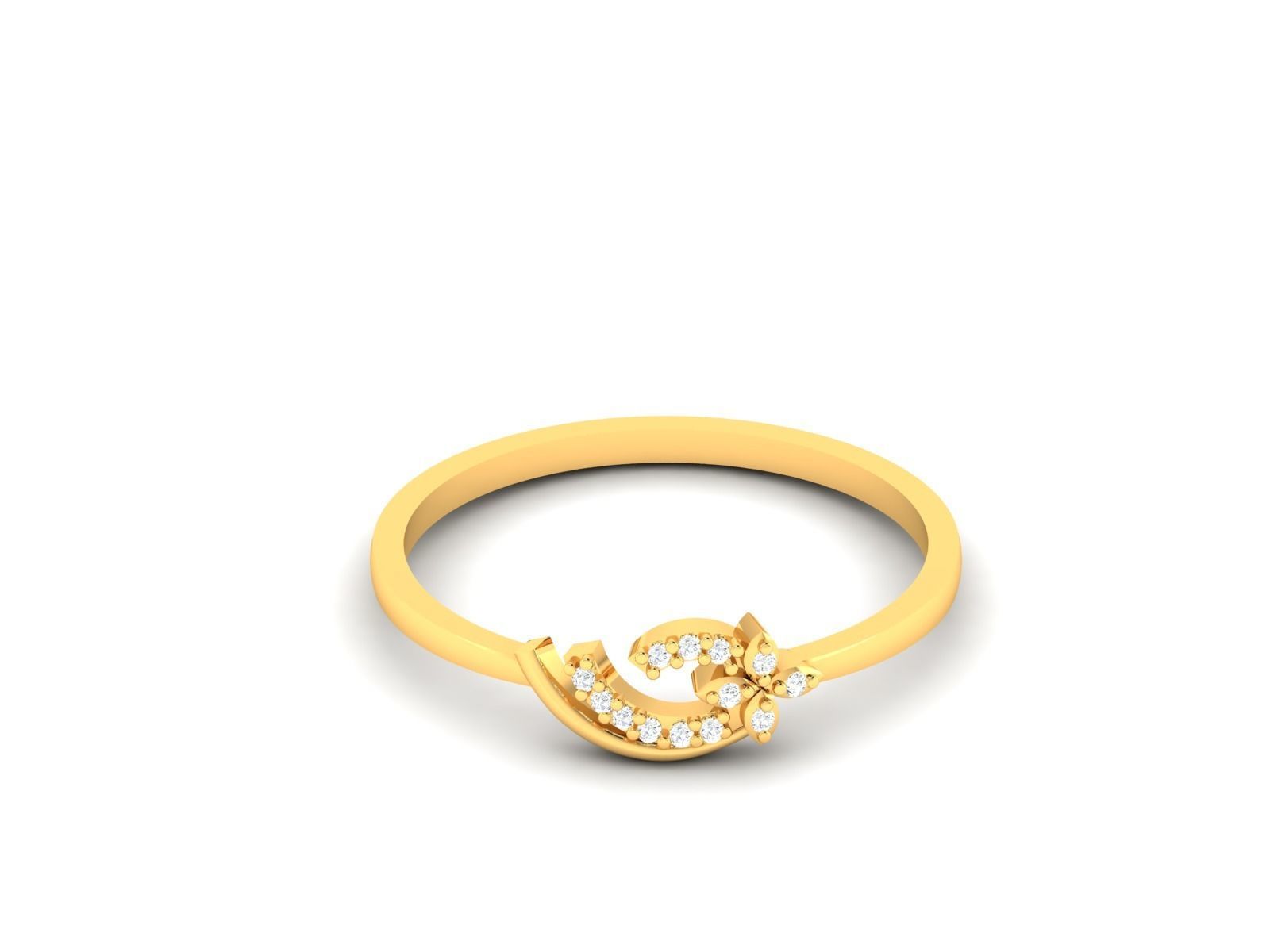 Ring-6015 gold ring with diamonds 3D print model_4