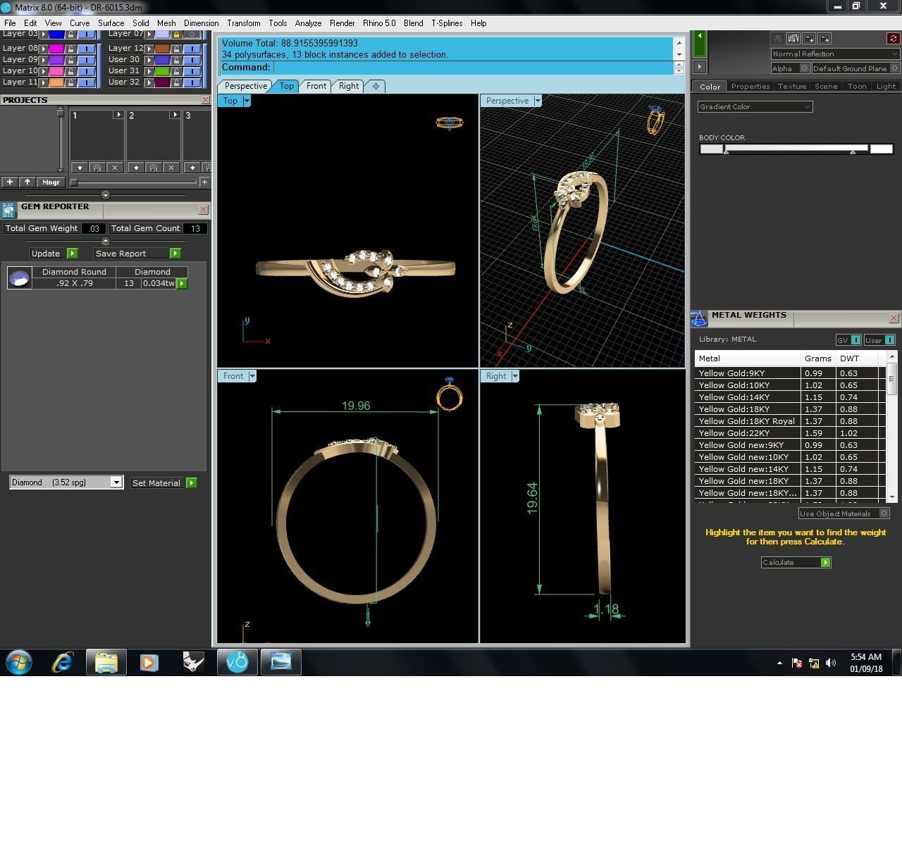 Ring-6015 gold ring with diamonds 3D print model_7