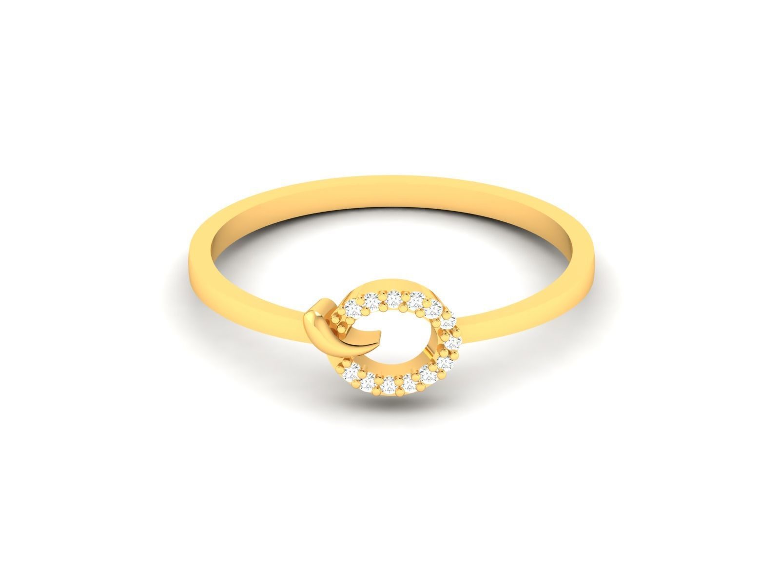 Ring-6014 gold ring with diamonds 3D print model_8