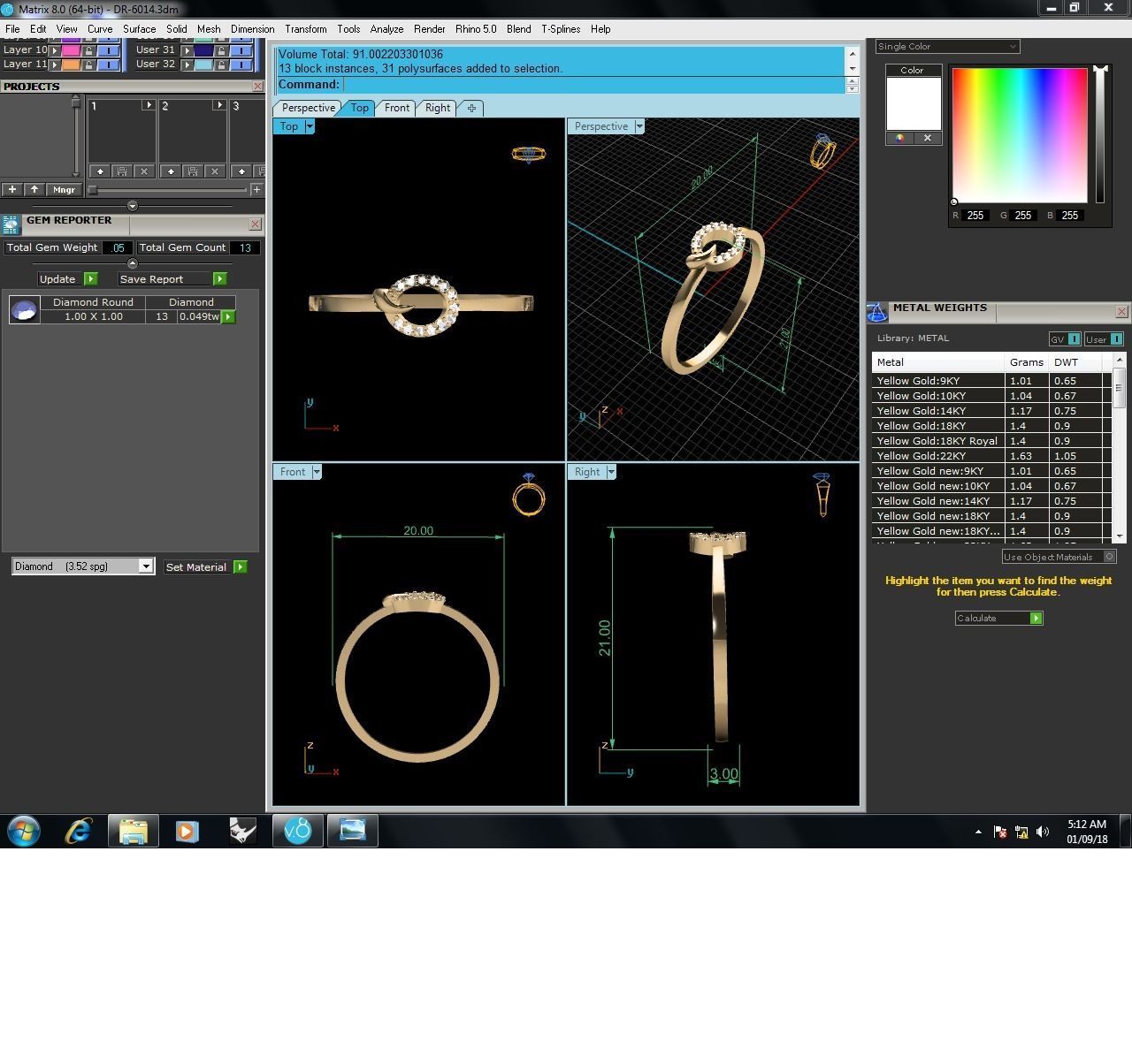 Ring-6014 gold ring with diamonds 3D print model_9