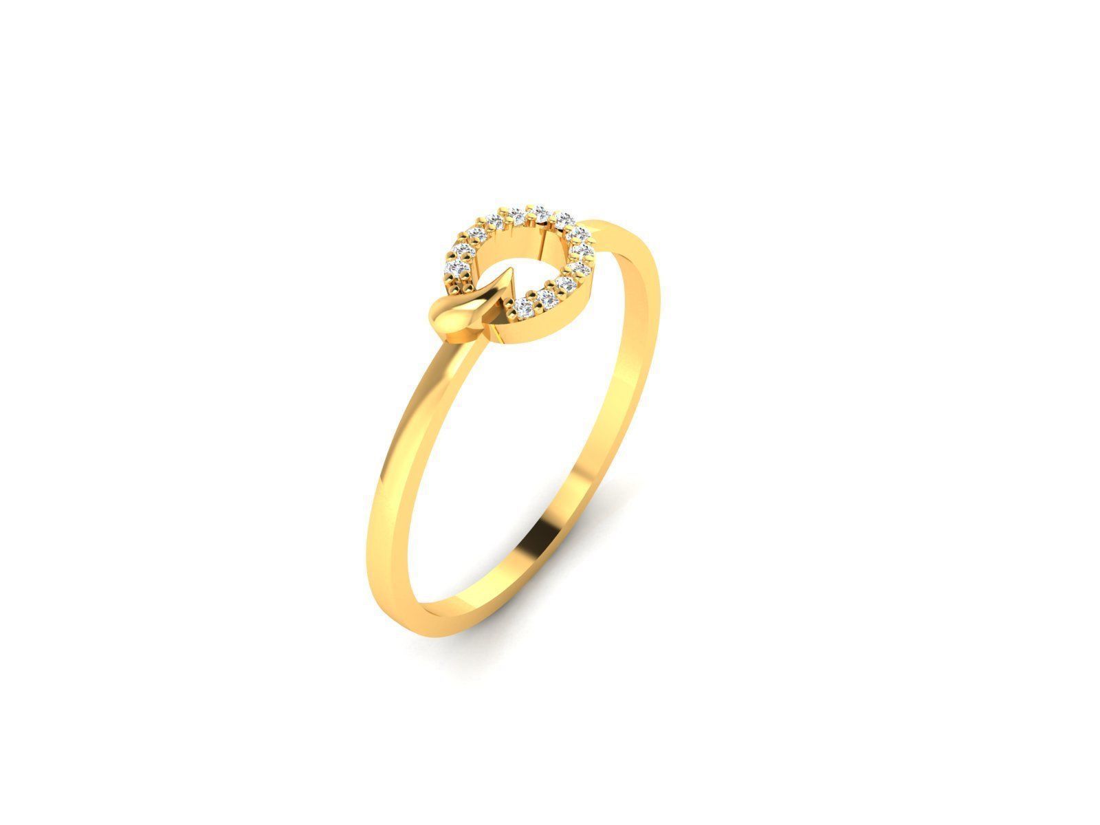 Ring-6014 gold ring with diamonds 3D print model_1