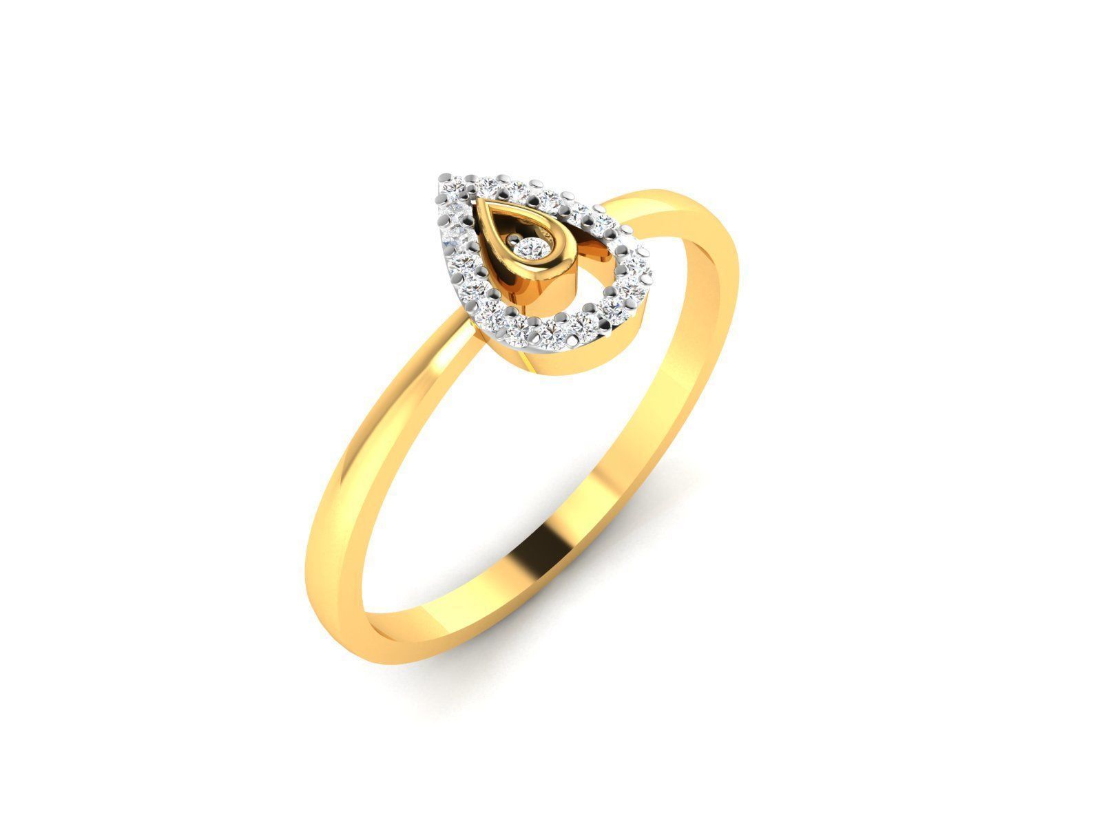 Ring-6013 gold ring with diamonds 3D print model_1