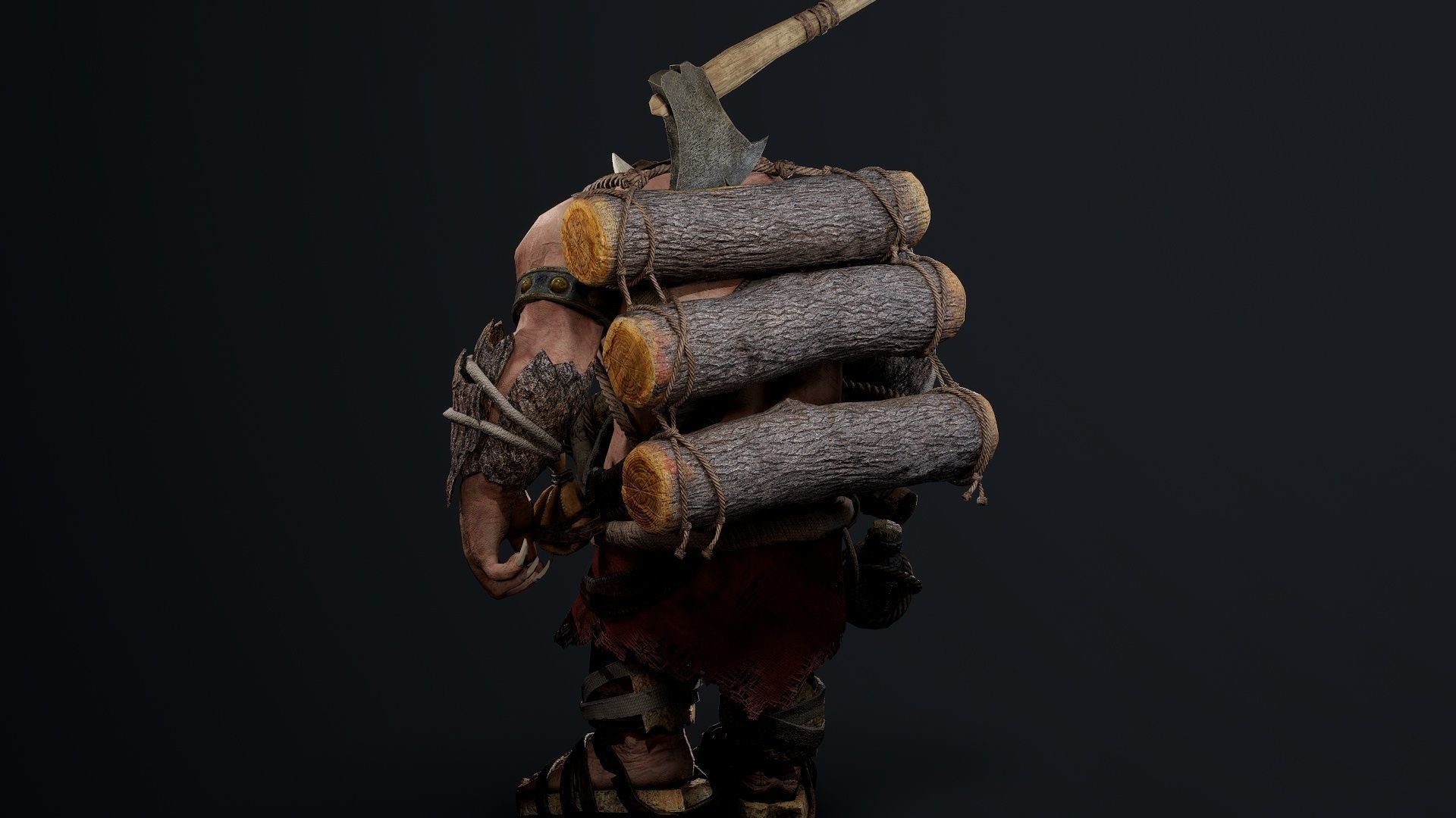 Troll Lumberjack Low-poly 3D model_4