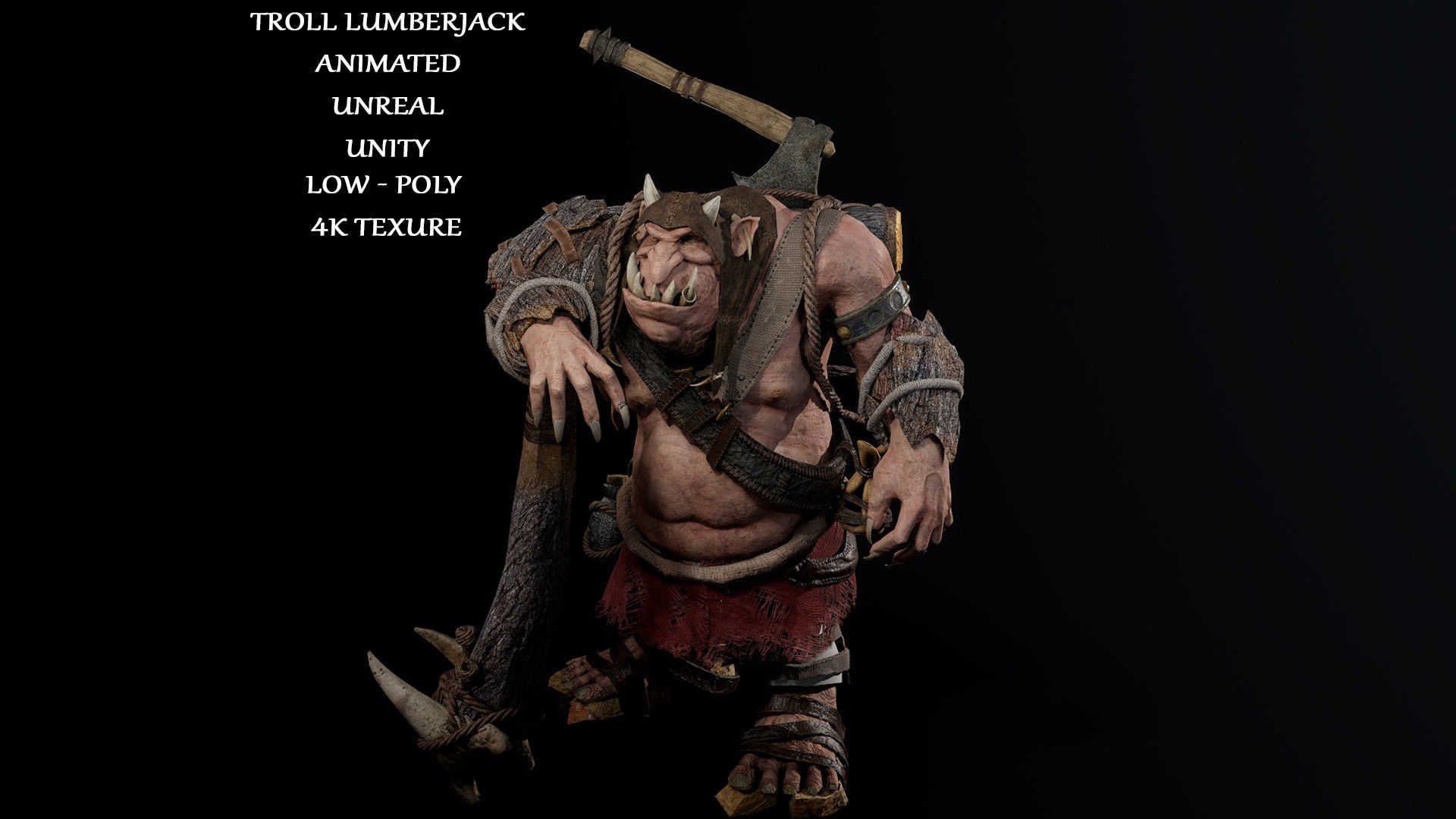Troll Lumberjack Low-poly 3D model_9