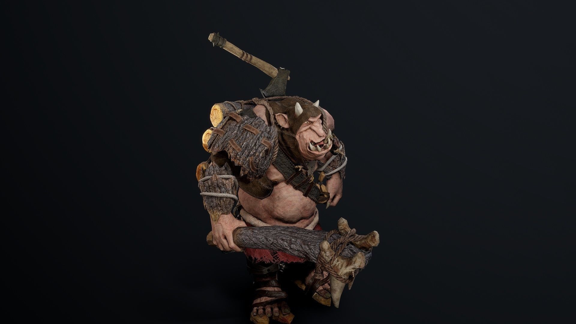 Troll Lumberjack Low-poly 3D model_6