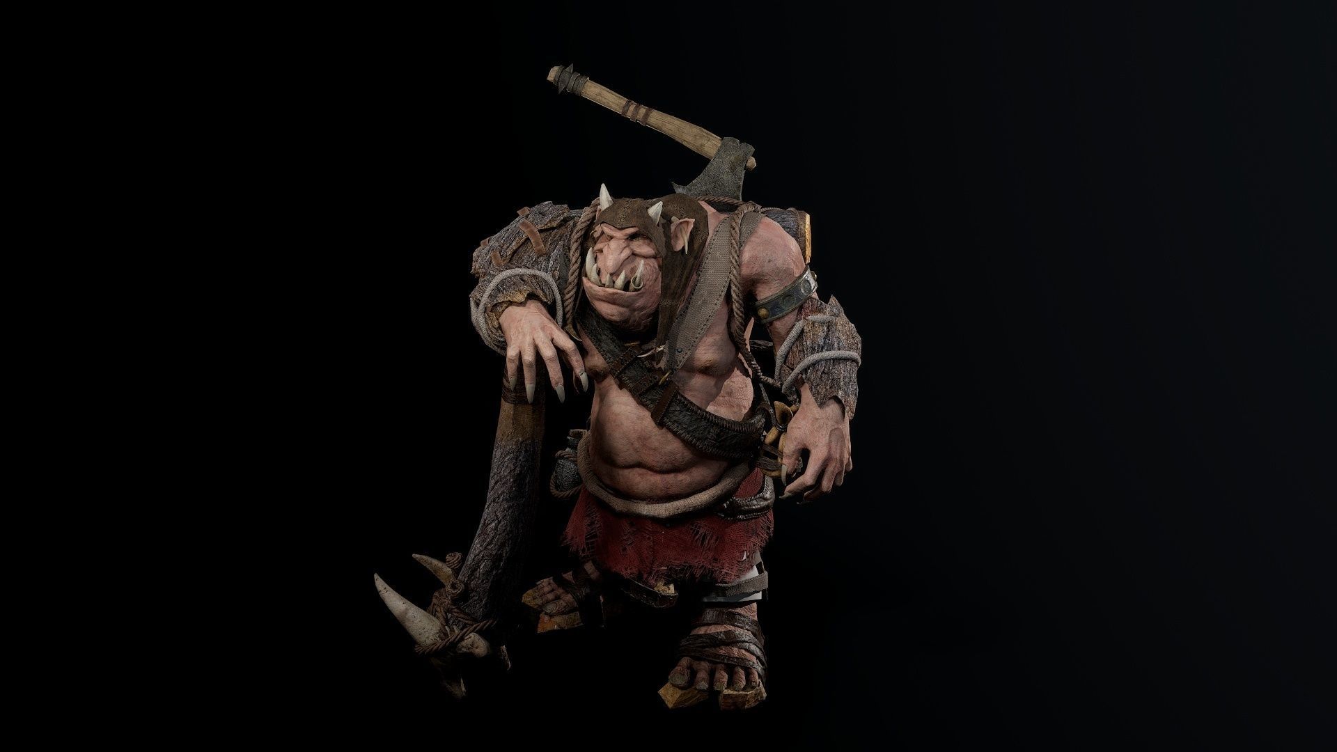 Troll Lumberjack Low-poly 3D model_7