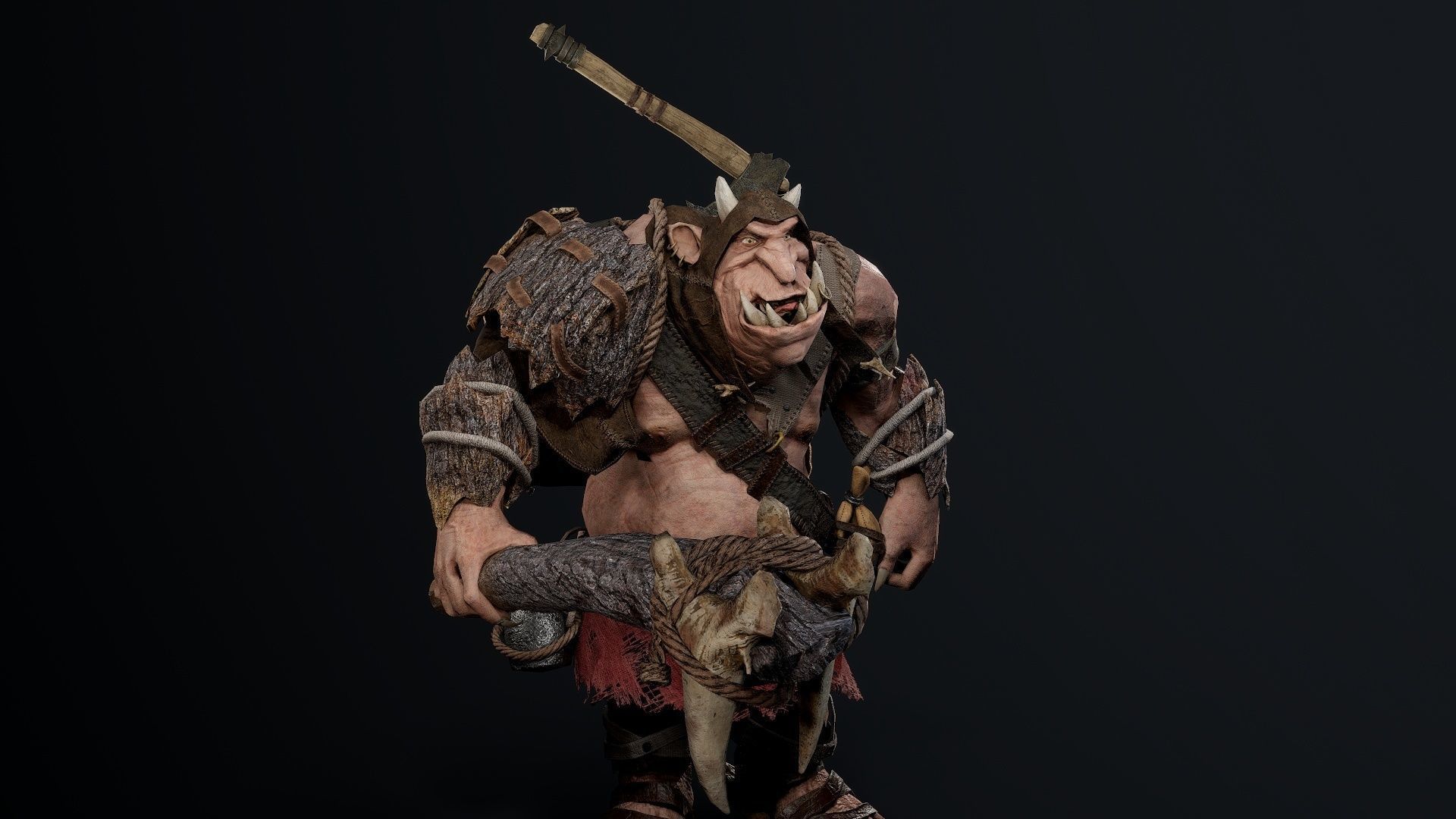 Troll Lumberjack Low-poly 3D model_3