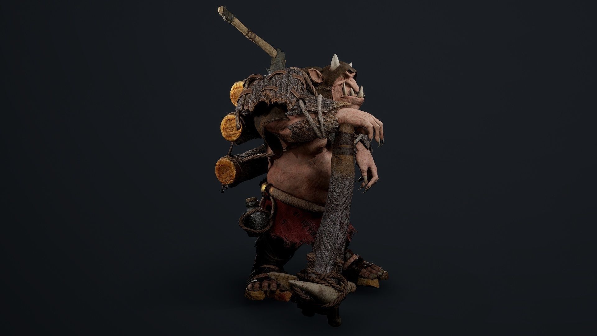 Troll Lumberjack Low-poly 3D model_8