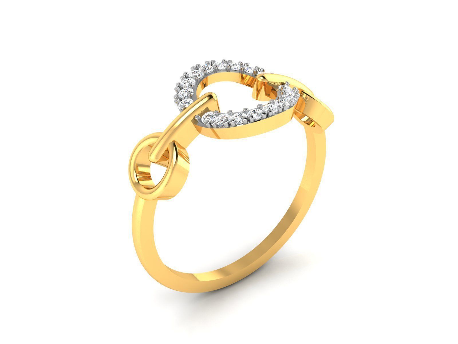 Ring-6403 gold ring with diamonds 3D print model_1