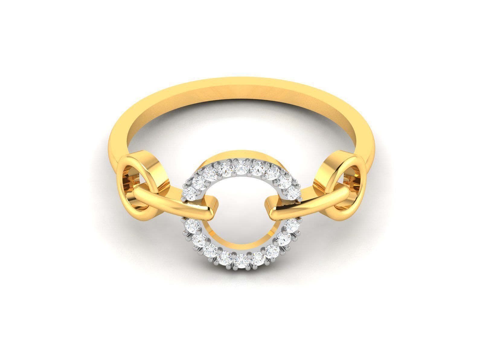 Ring-6403 gold ring with diamonds 3D print model_7