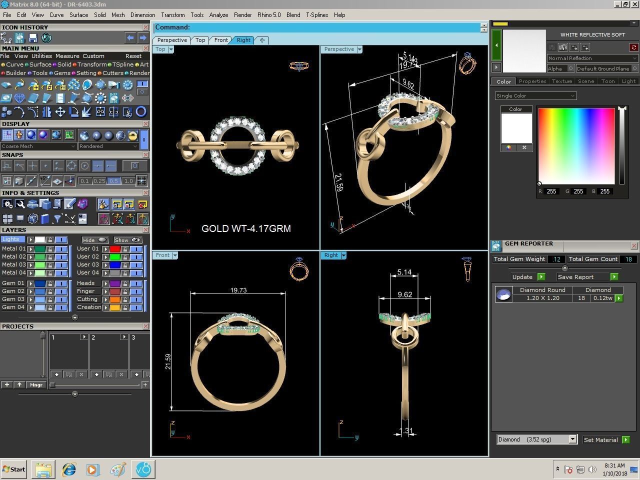 Ring-6403 gold ring with diamonds 3D print model_9