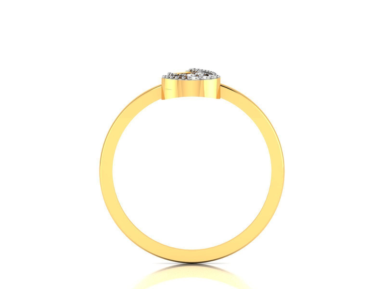 Ring-6393 gold ring with diamonds in shape of tear 3D print model_3