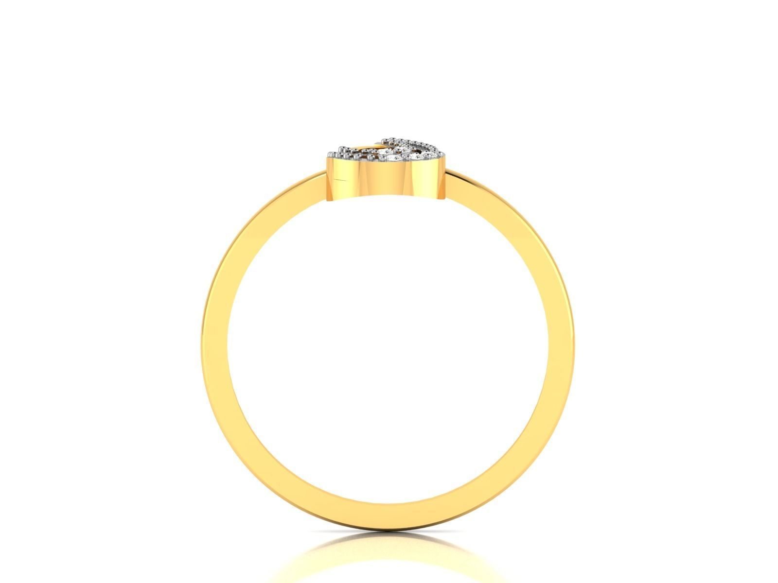 Ring-6393 gold ring with diamonds in shape of tear 3D print model_4