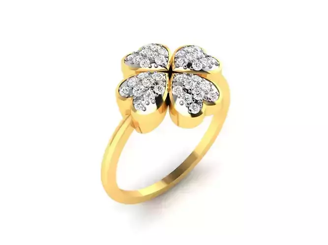 Ring-6384 diamond flower ring gold