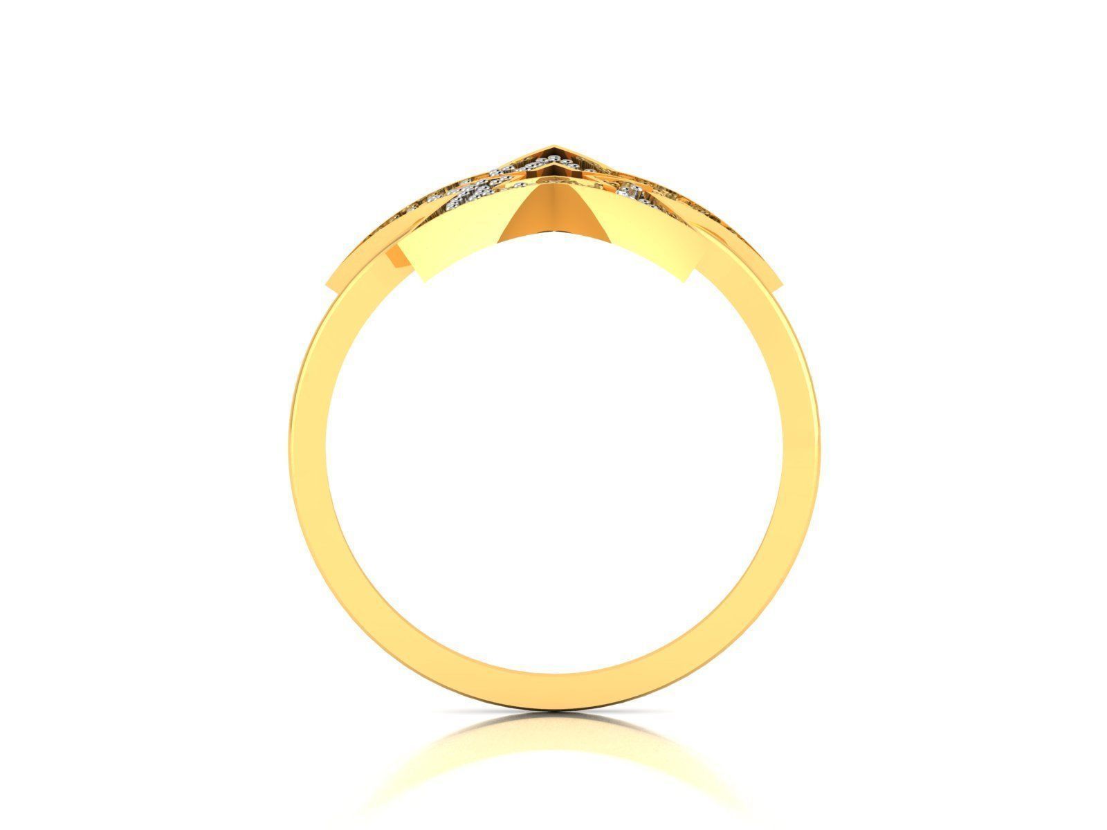 Ring-6381 gold star ring with diamonds 3D print model_3