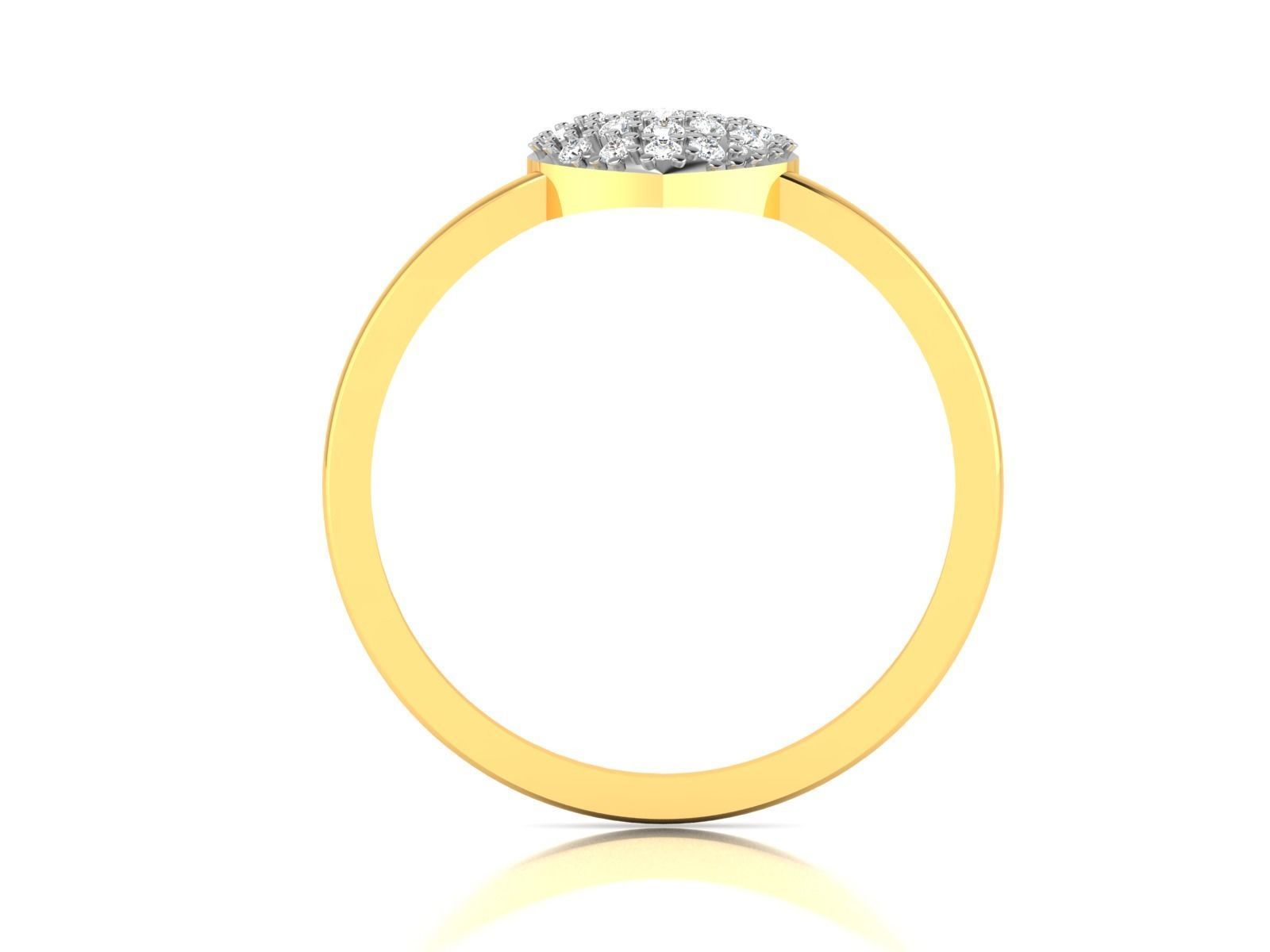 Ring-6380 heart shaped diamond ring gold 3D print model_2