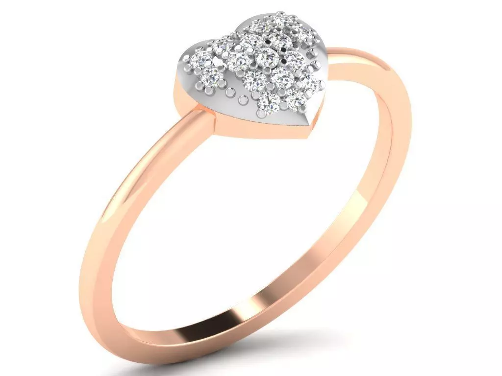 Ring-6380 heart shaped diamond ring gold 3D print model_0