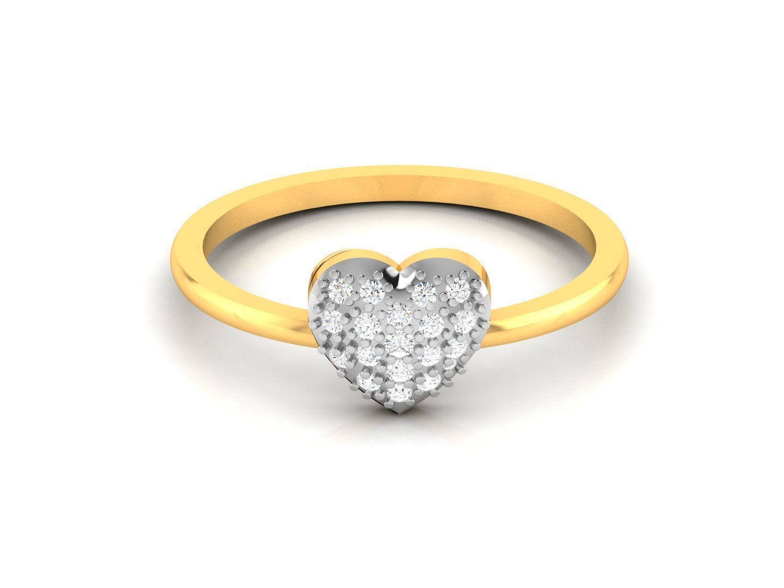 Ring-6380 heart shaped diamond ring gold 3D print model_8