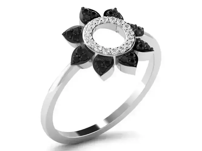 Ring-6323 engagement ring with diamonds in center