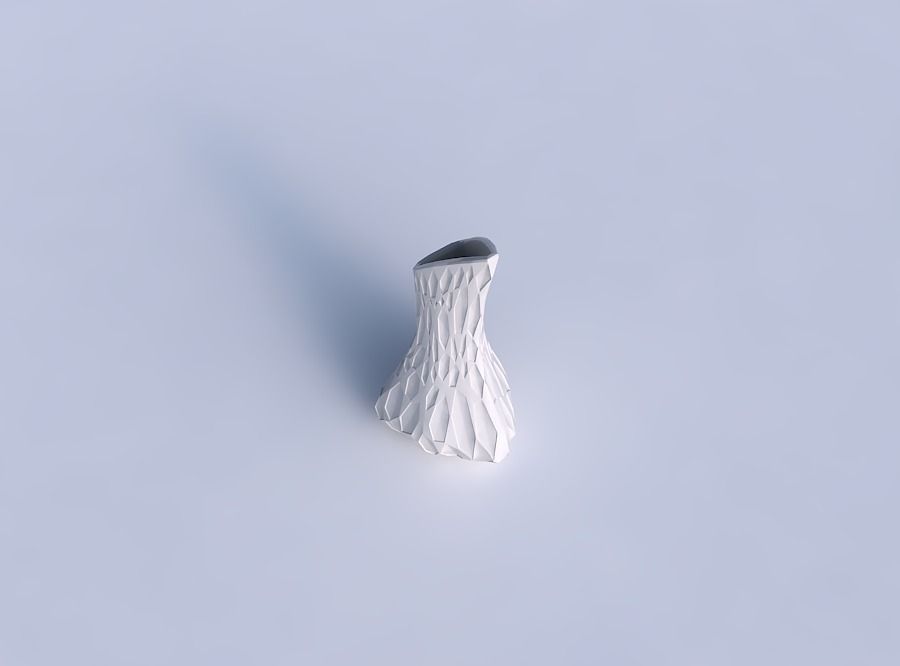 Vase puffy tappered triangle with crystal dents 3D print model_1