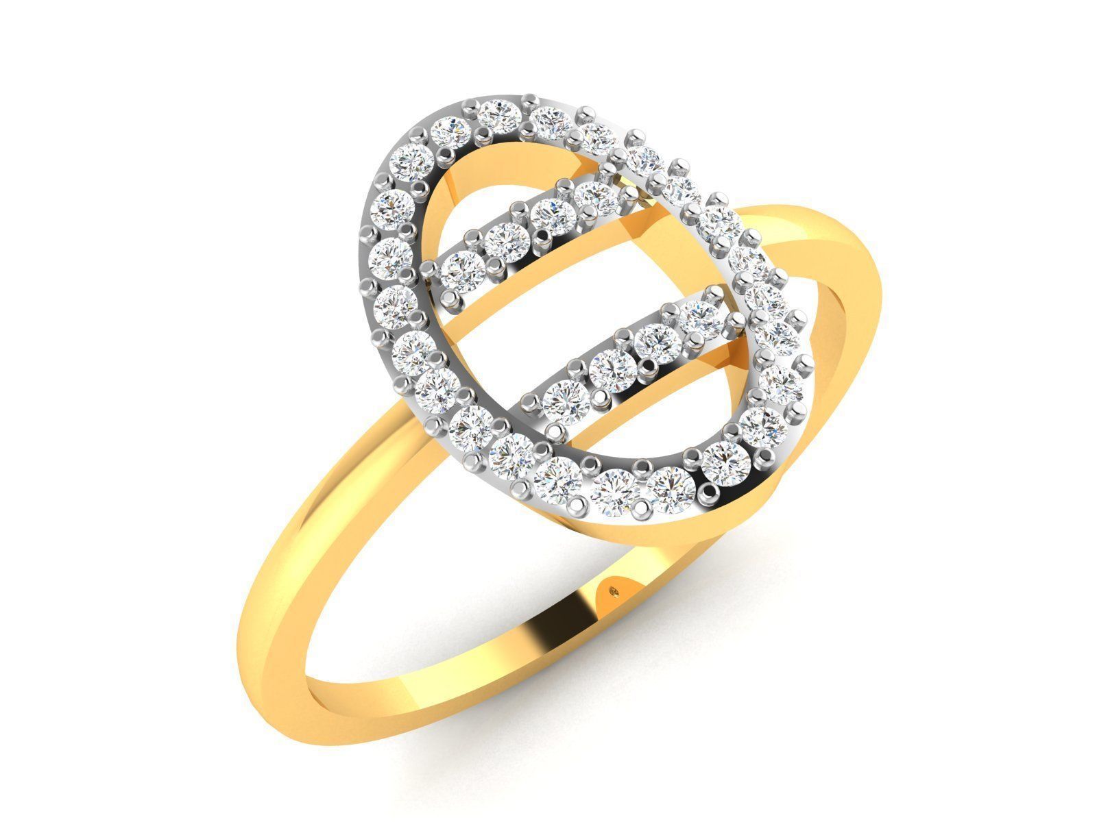 Ring-6316 oval diamond ring gold 3D print model_2